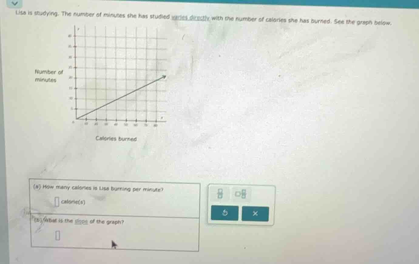 lisa is studying. the number of minutes she has studied varies directly…