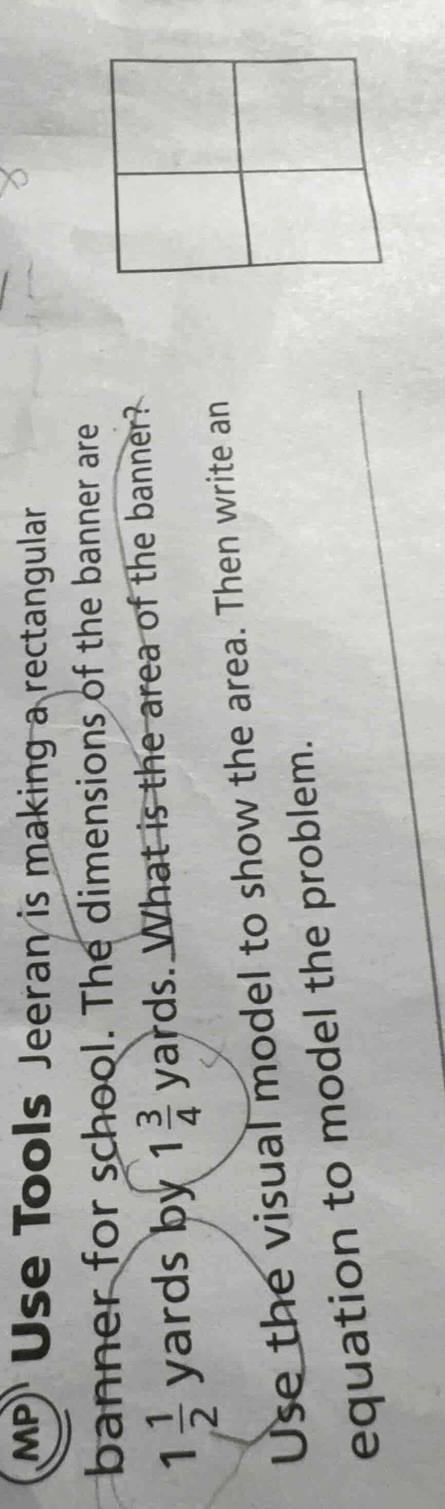 use tools jeeran is making a rectangular banner for school. the dimensi…