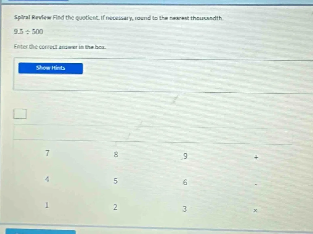 spiral review find the quotient. if necessary, round to the nearest tho…