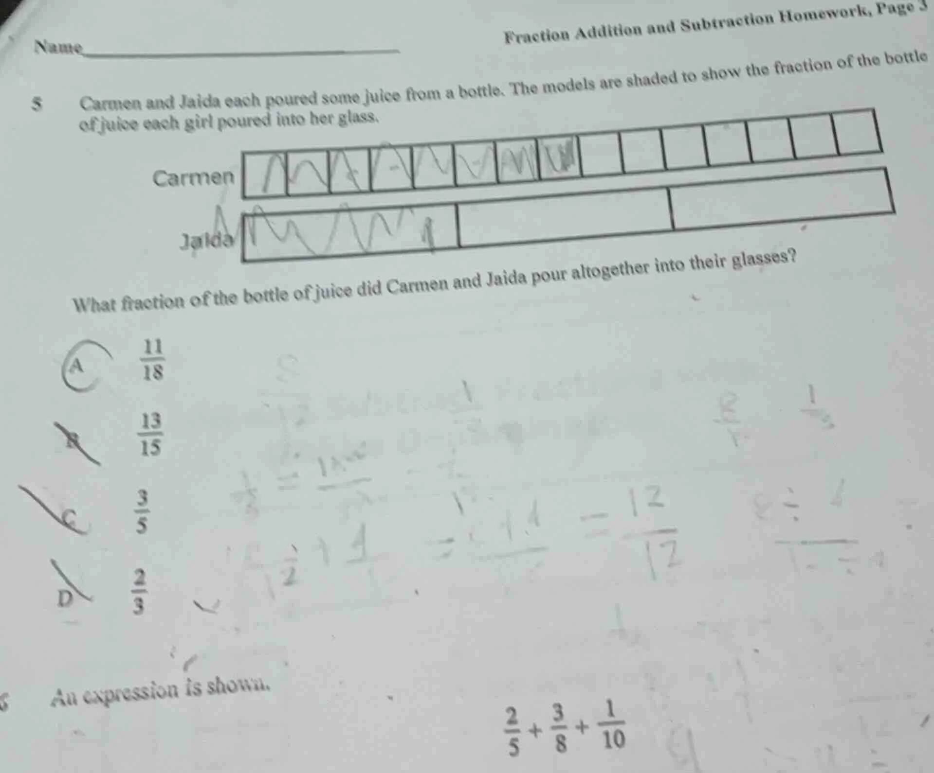 5 carmen and jaida each poured some juice from a bottle. the models are…