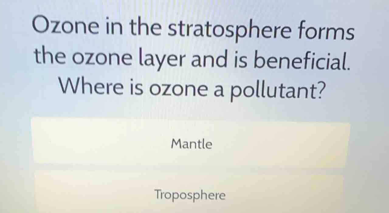 ozone in the stratosphere forms the ozone layer and is beneficial. wher…