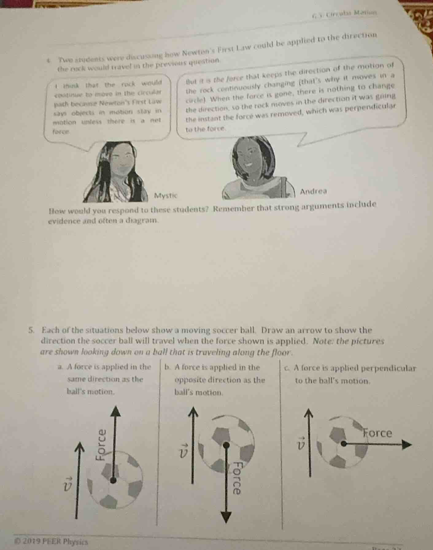 4. two students were discussing how newton’s first law could be applied…