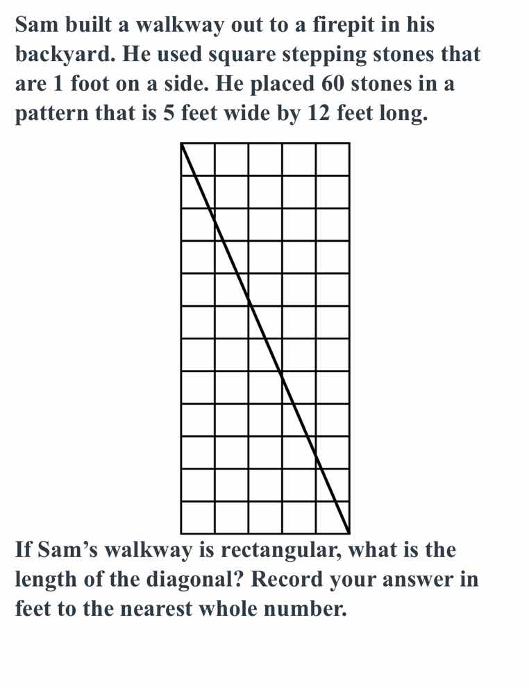 sam built a walkway out to a firepit in his backyard. he used square st…
