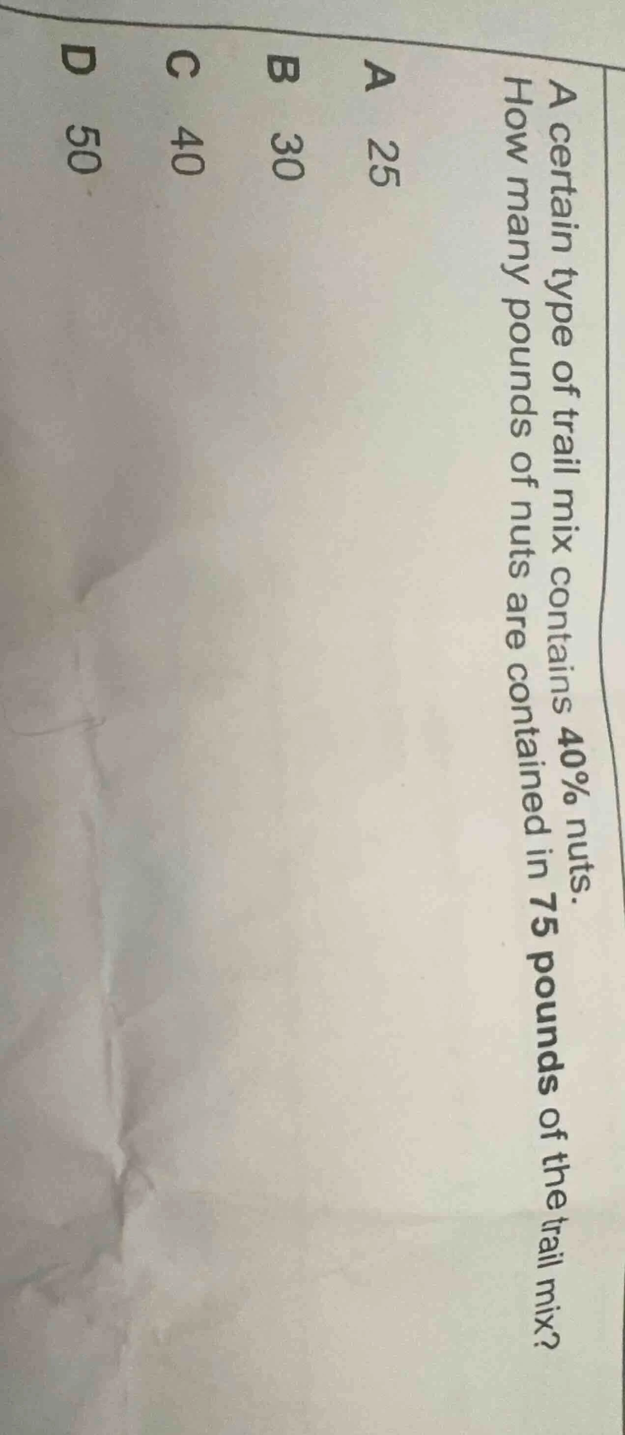 a certain type of trail mix contains 40% nuts. how many pounds of nuts …