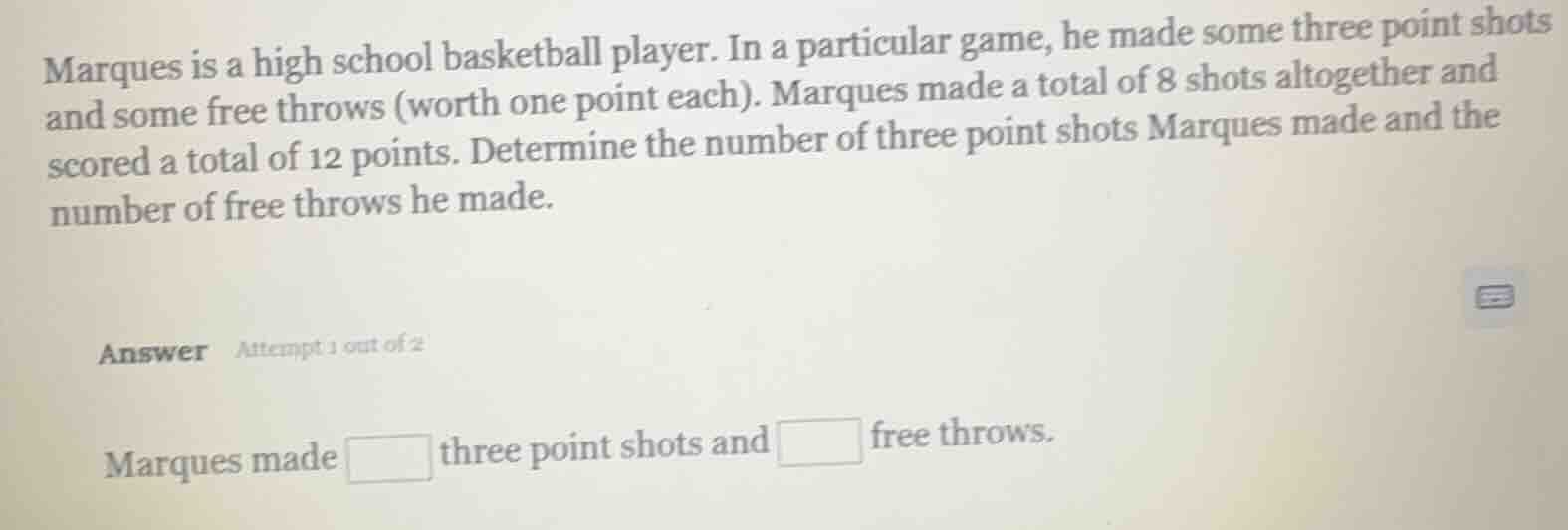 marques is a high school basketball player. in a particular game, he ma…