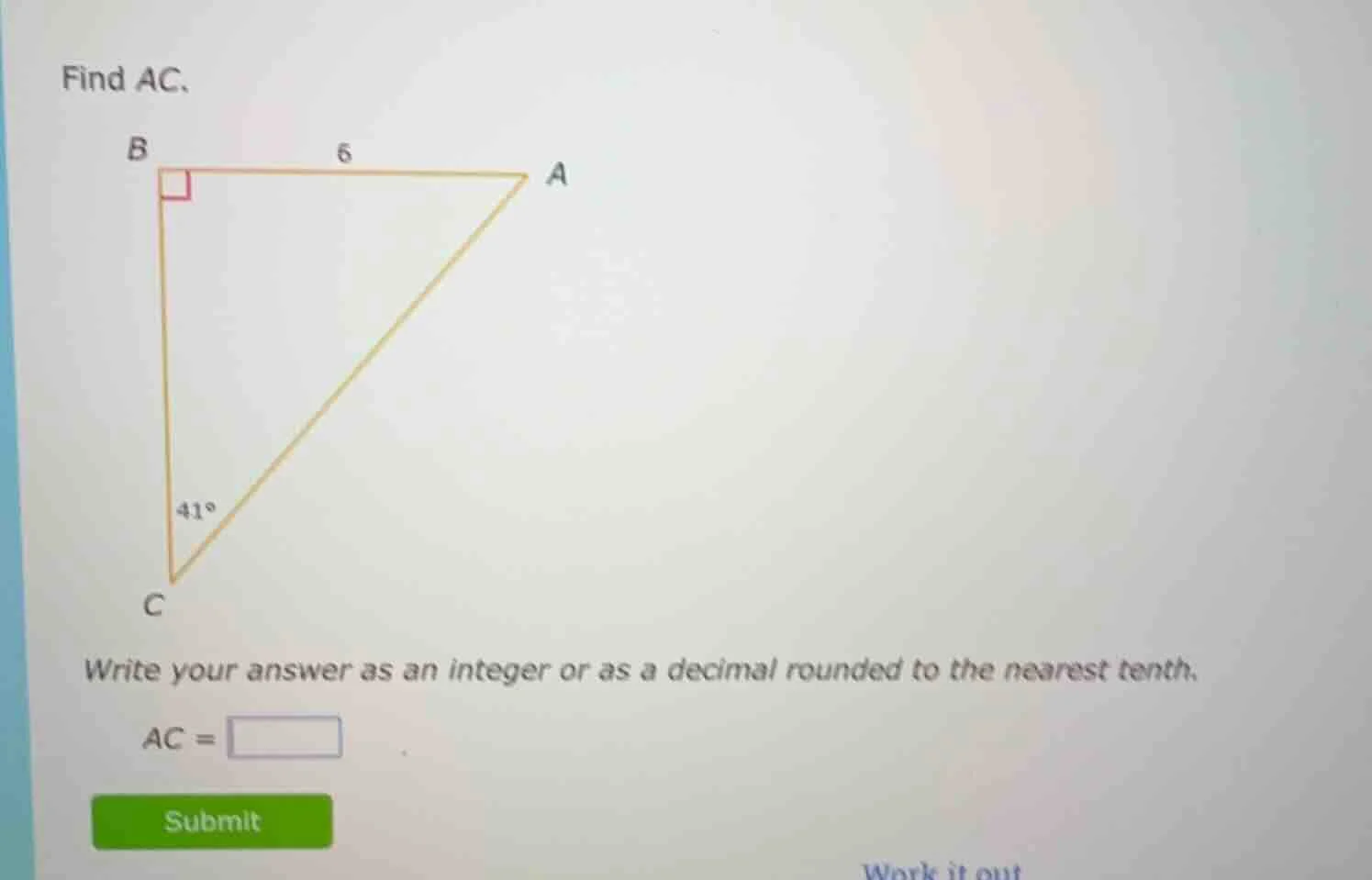find ac. write your answer as an integer or as a decimal rounded to the…