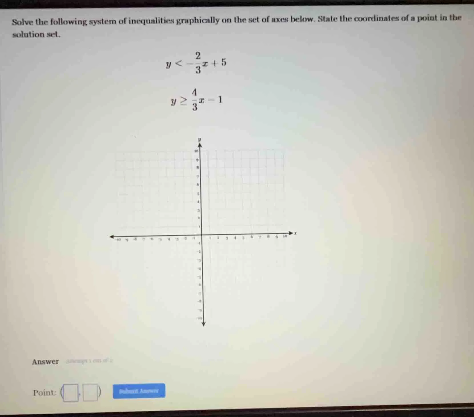 solve the following system of inequalities graphically on the set of ax…