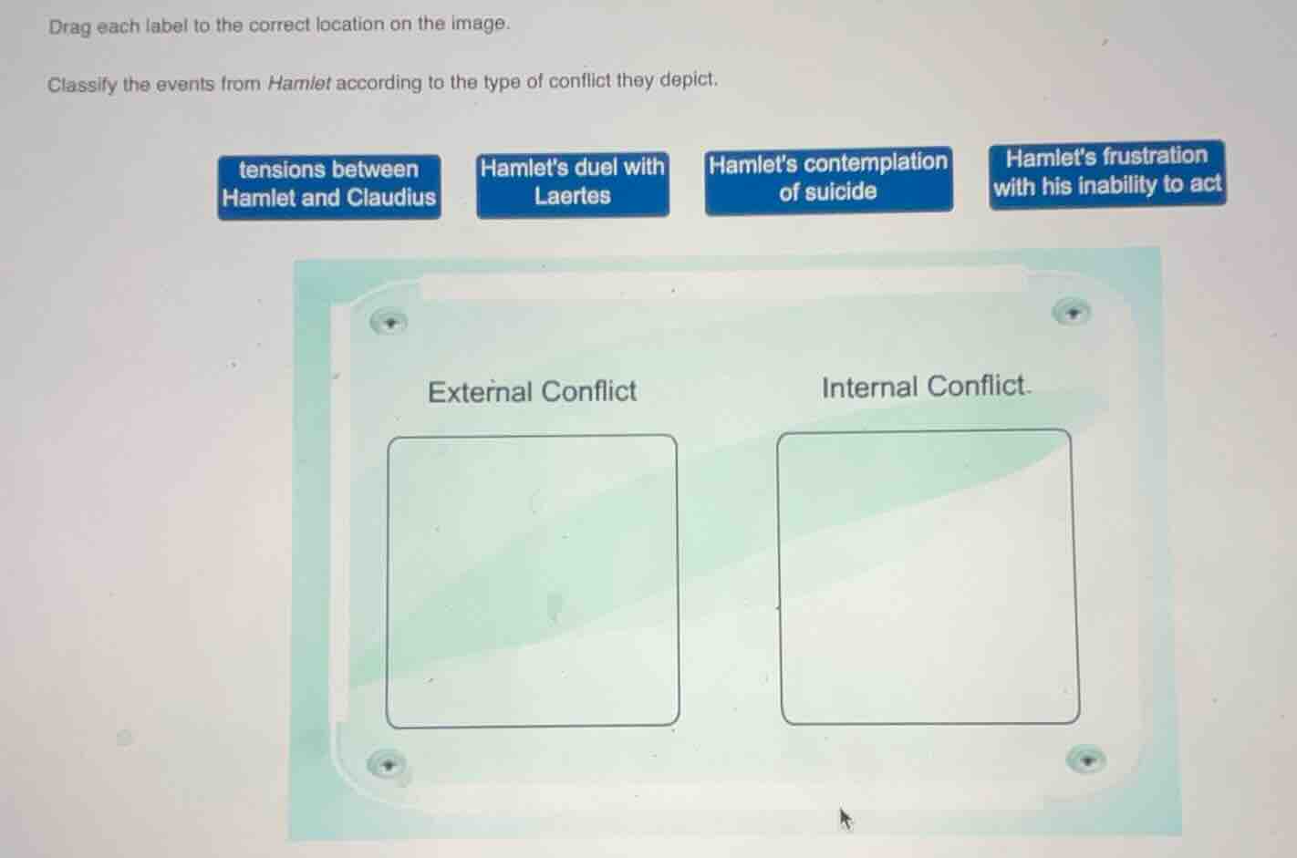 drag each label to the correct location on the image. classify the even…