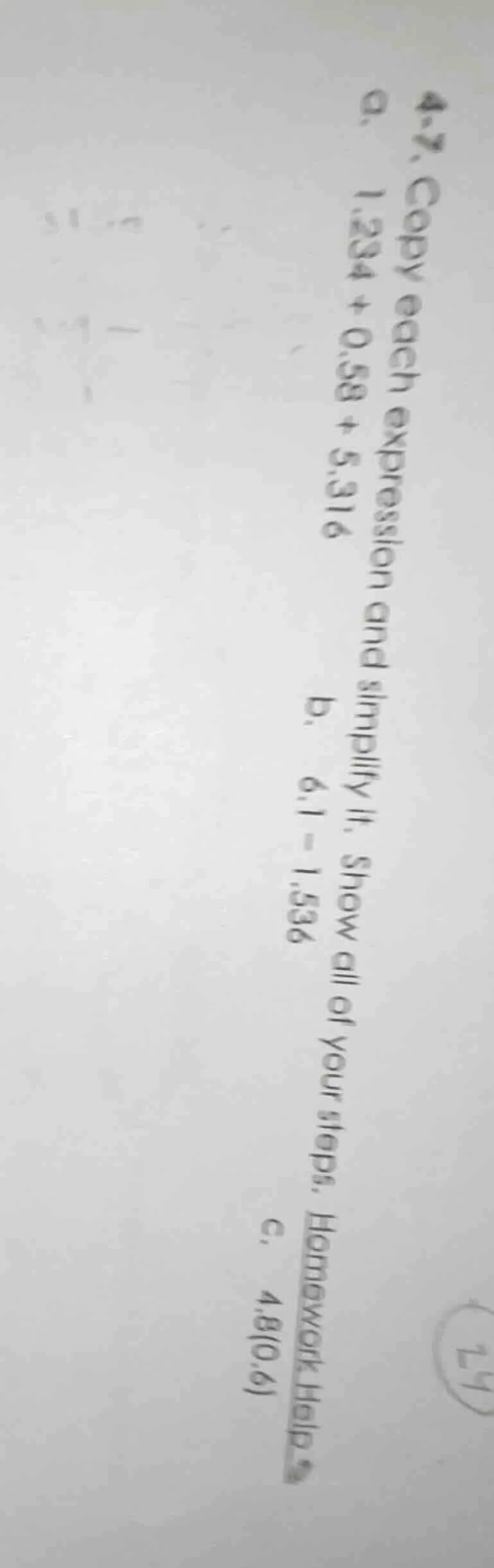 4-7. copy each expression and simplify it. show all of your steps. home…