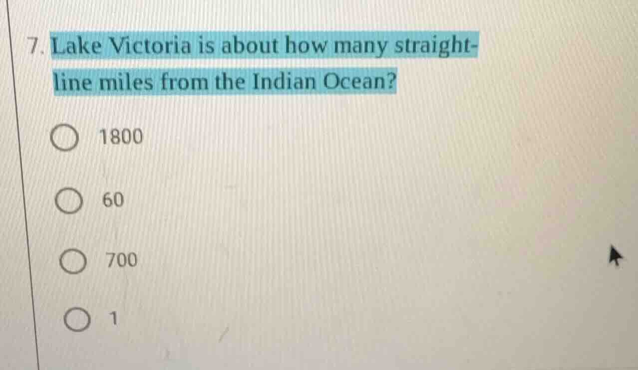 7. lake victoria is about how many straight-line miles from the indian …