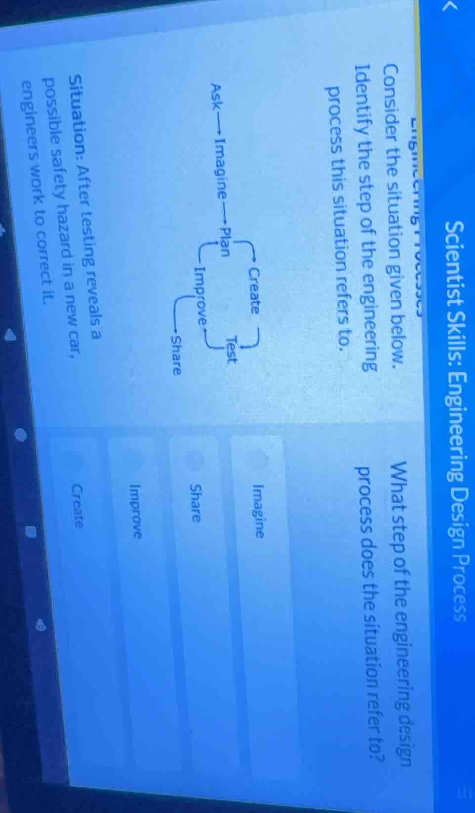 scientist skills: engineering design process consider the situation giv…