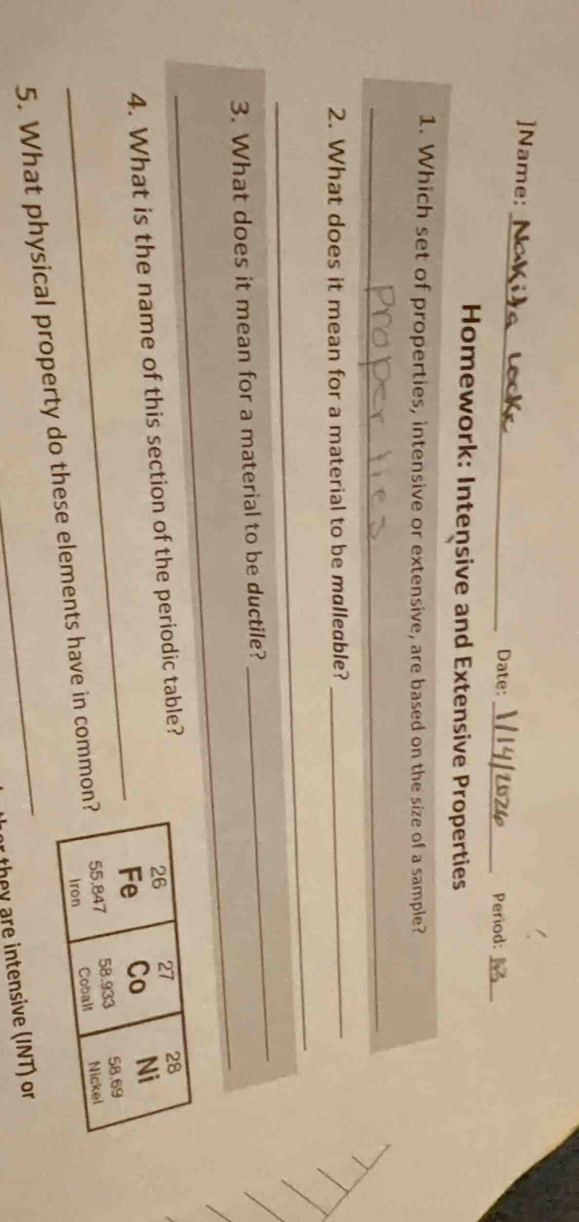 name: date: period: homework: intensive and extensive properties 1. whi…