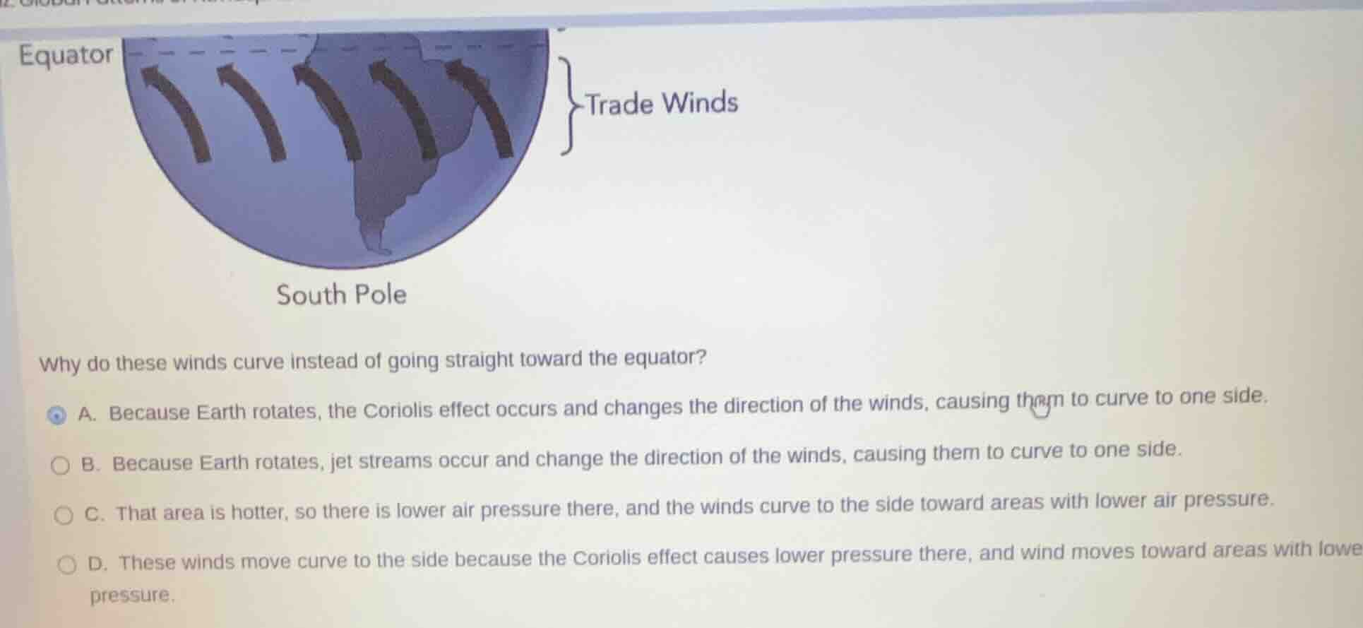 equator south pole why do these winds curve instead of going straight t…