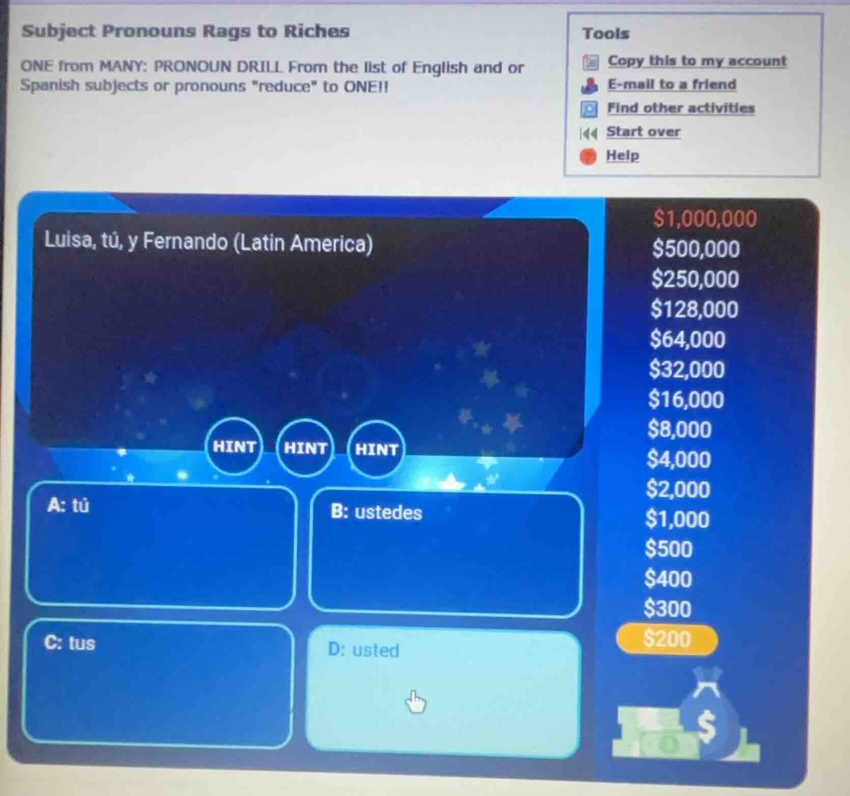 subject pronouns rags to riches one from many: pronoun drill from the l…