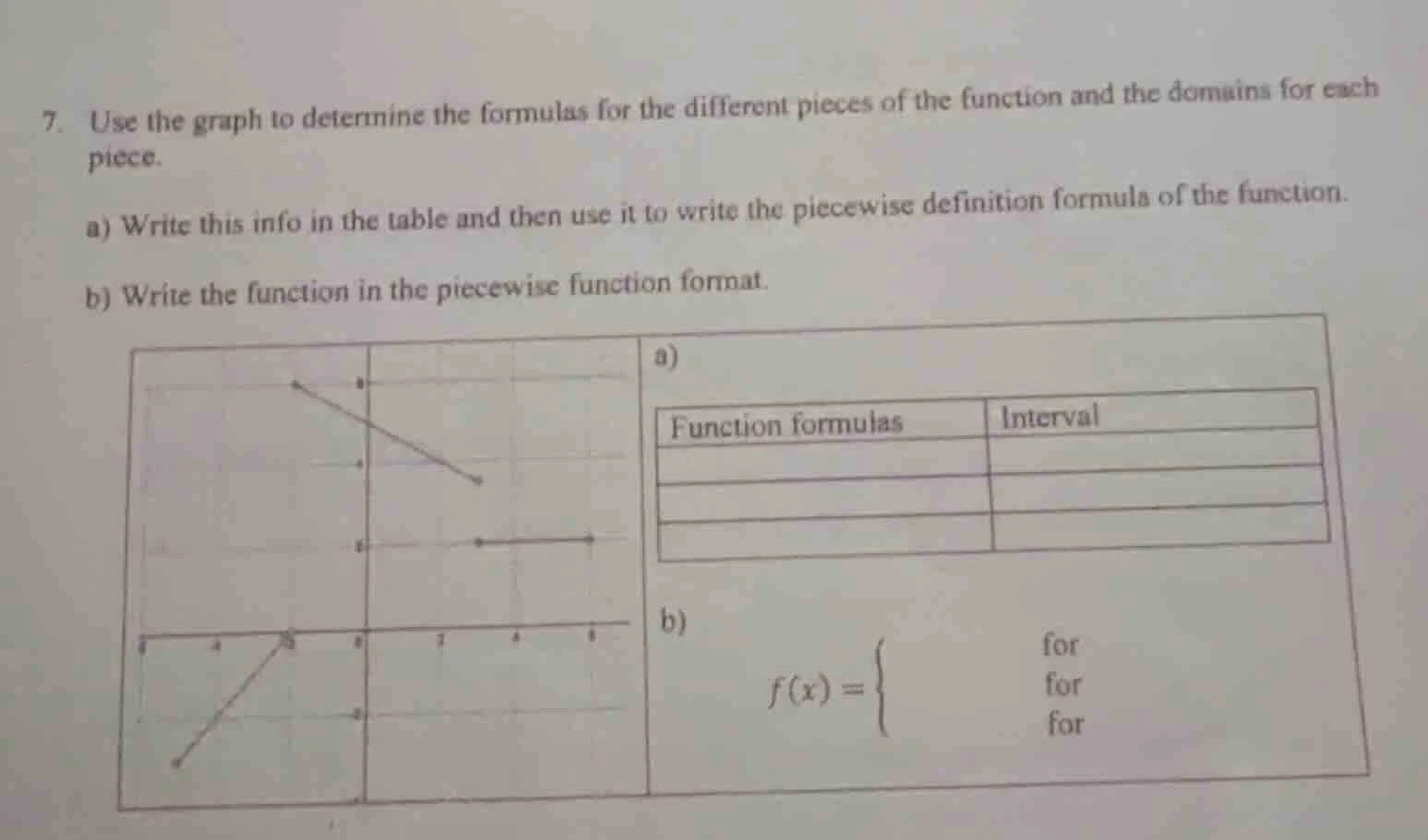 7. use the graph to determine the formulas for the different pieces of …