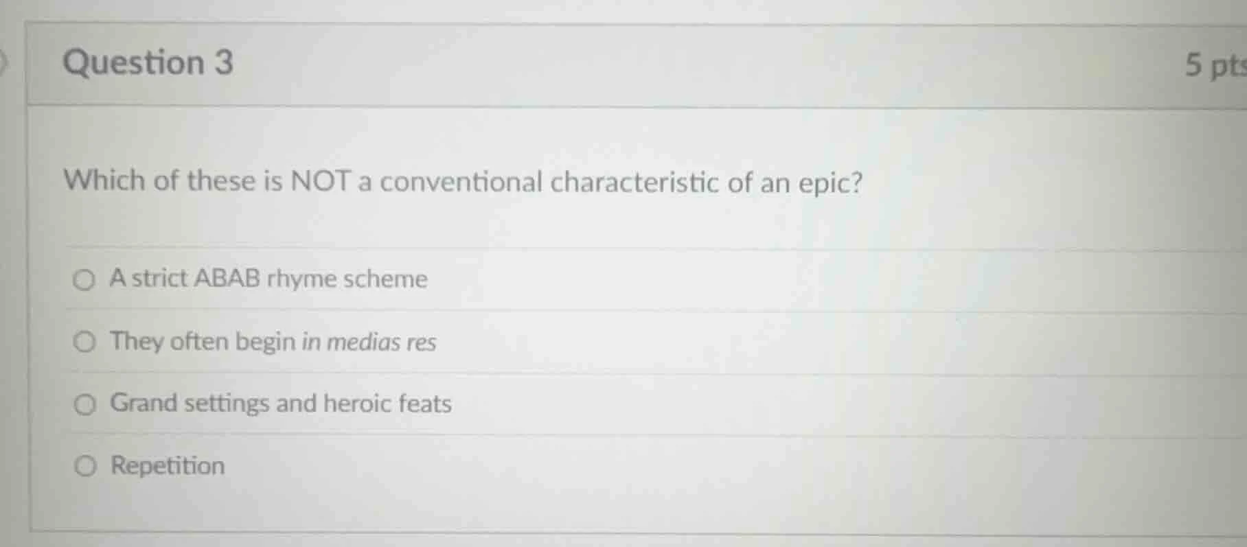 question 3 5 pts which of these is not a conventional characteristic of…