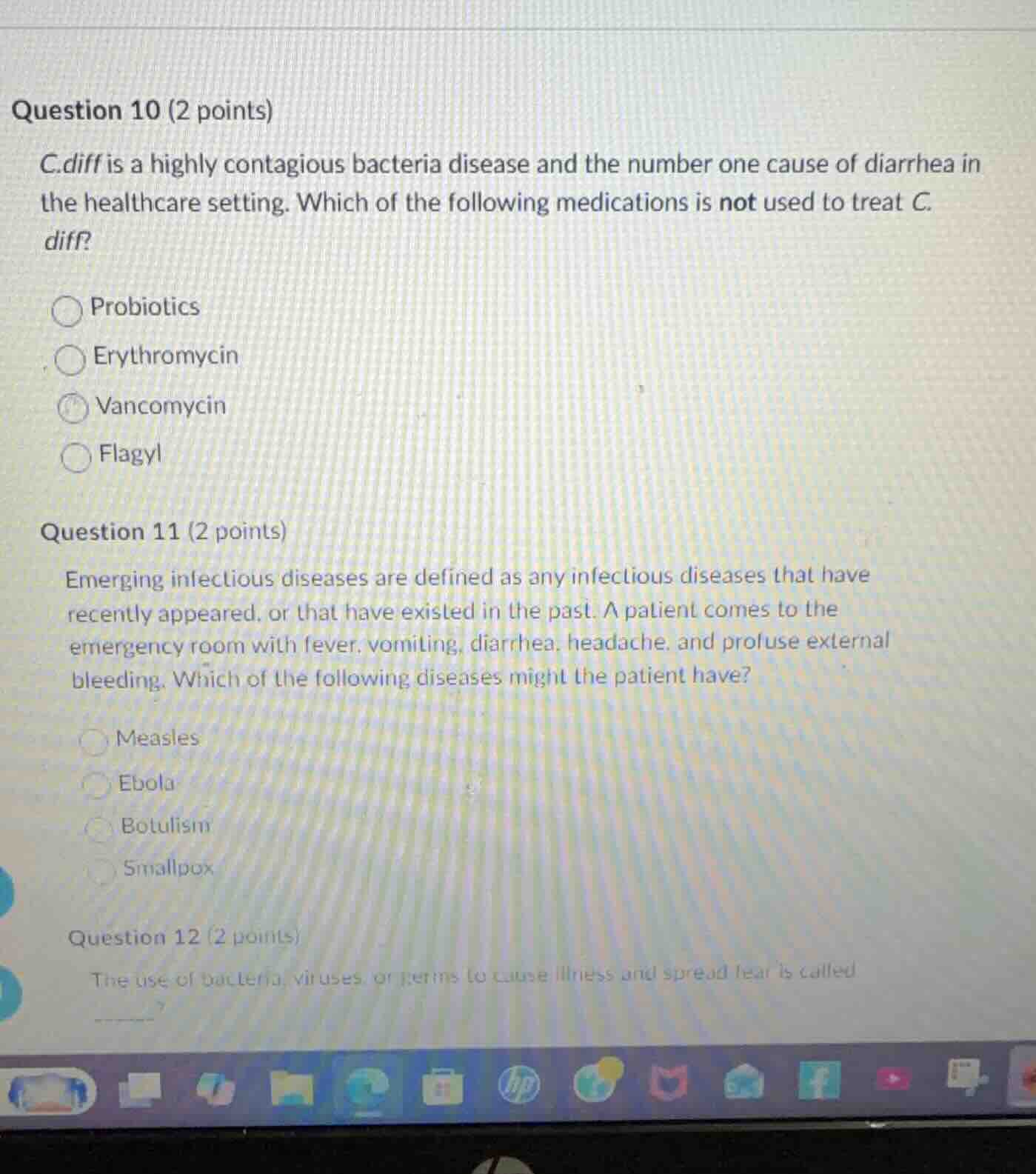 question 10 (2 points) c.diff is a highly contagious bacteria disease a…