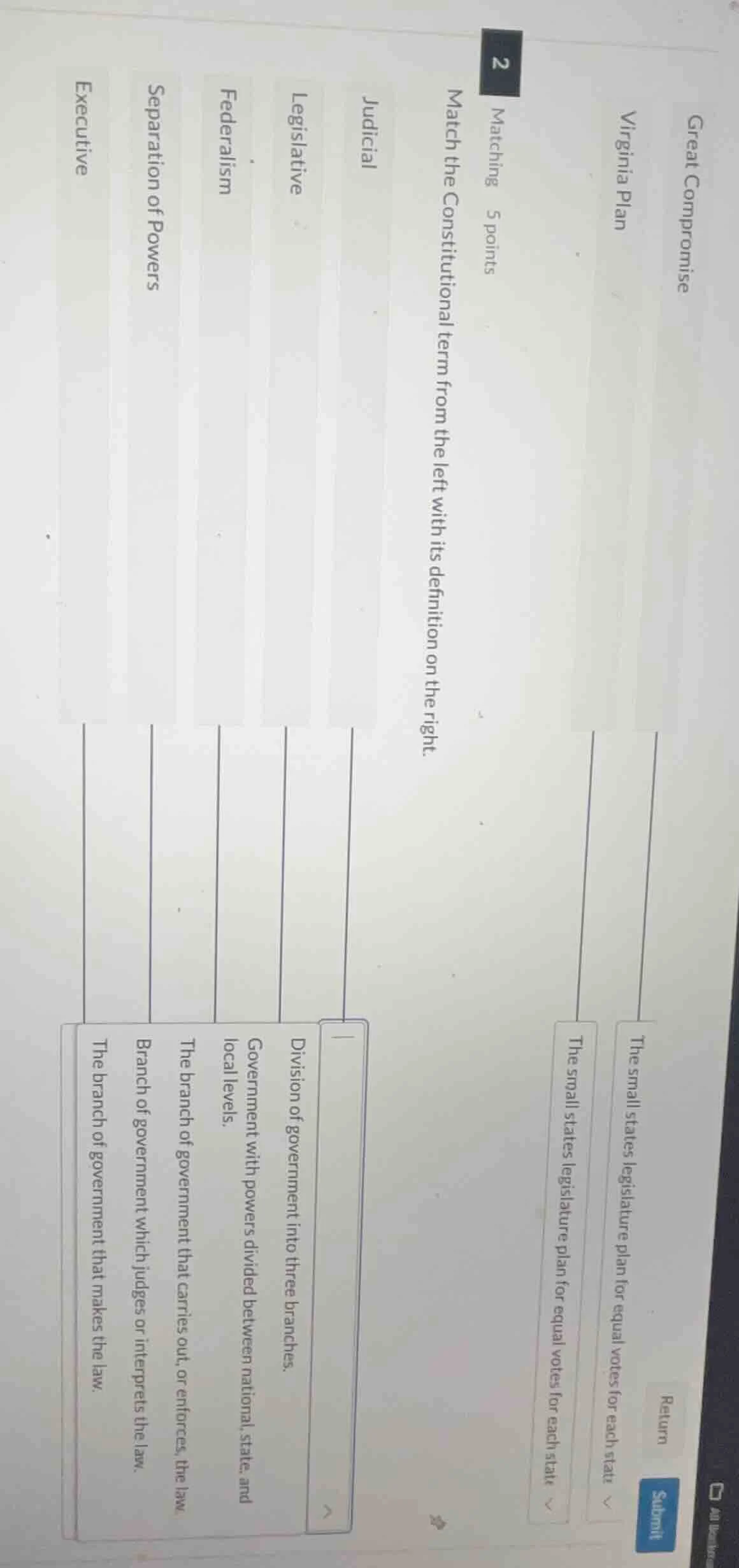 2 matching 5 points match the constitutional term from the left with it…