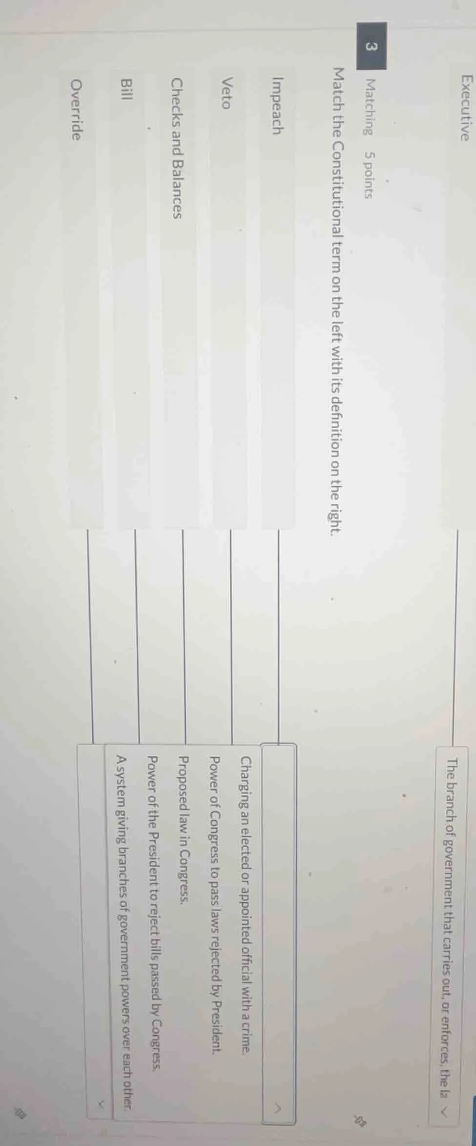 matching 5 points match the constitutional term on the left with its de…