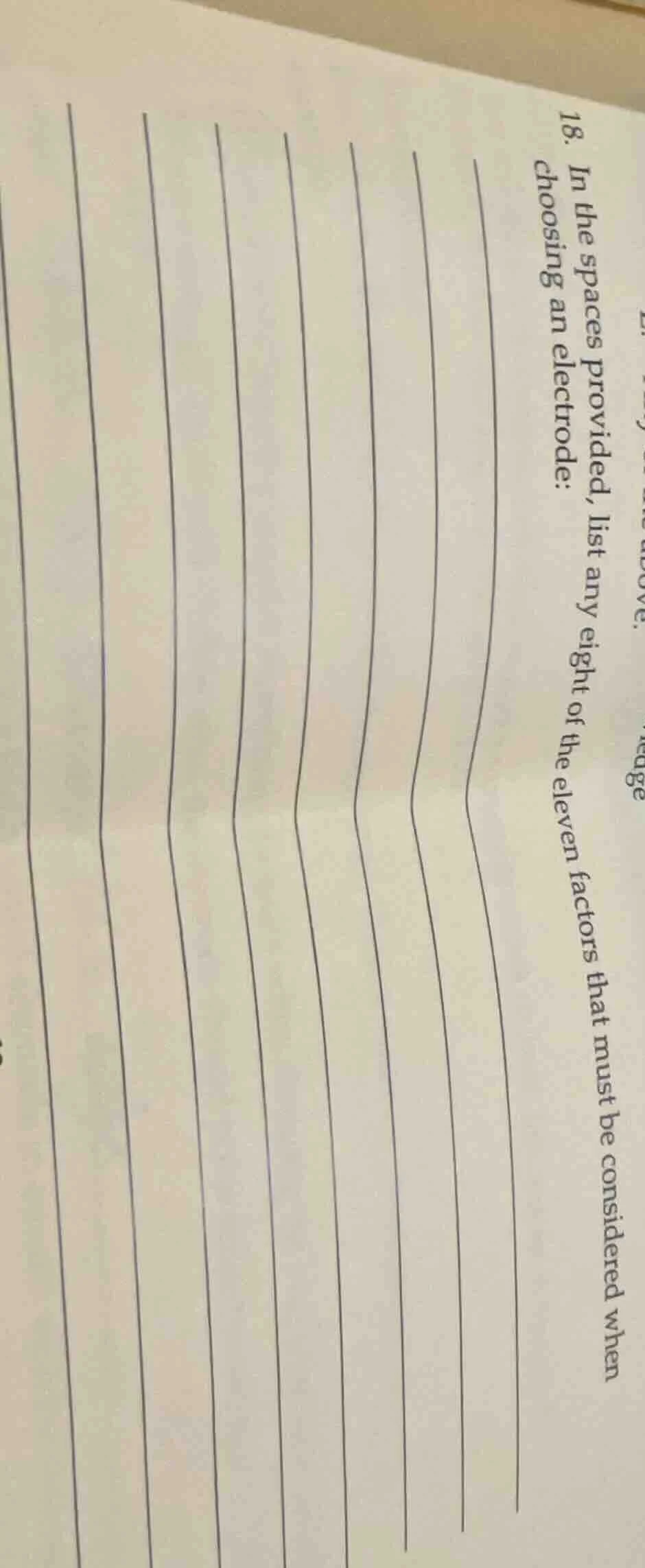 18. in the spaces provided, list any eight of the eleven factors that m…