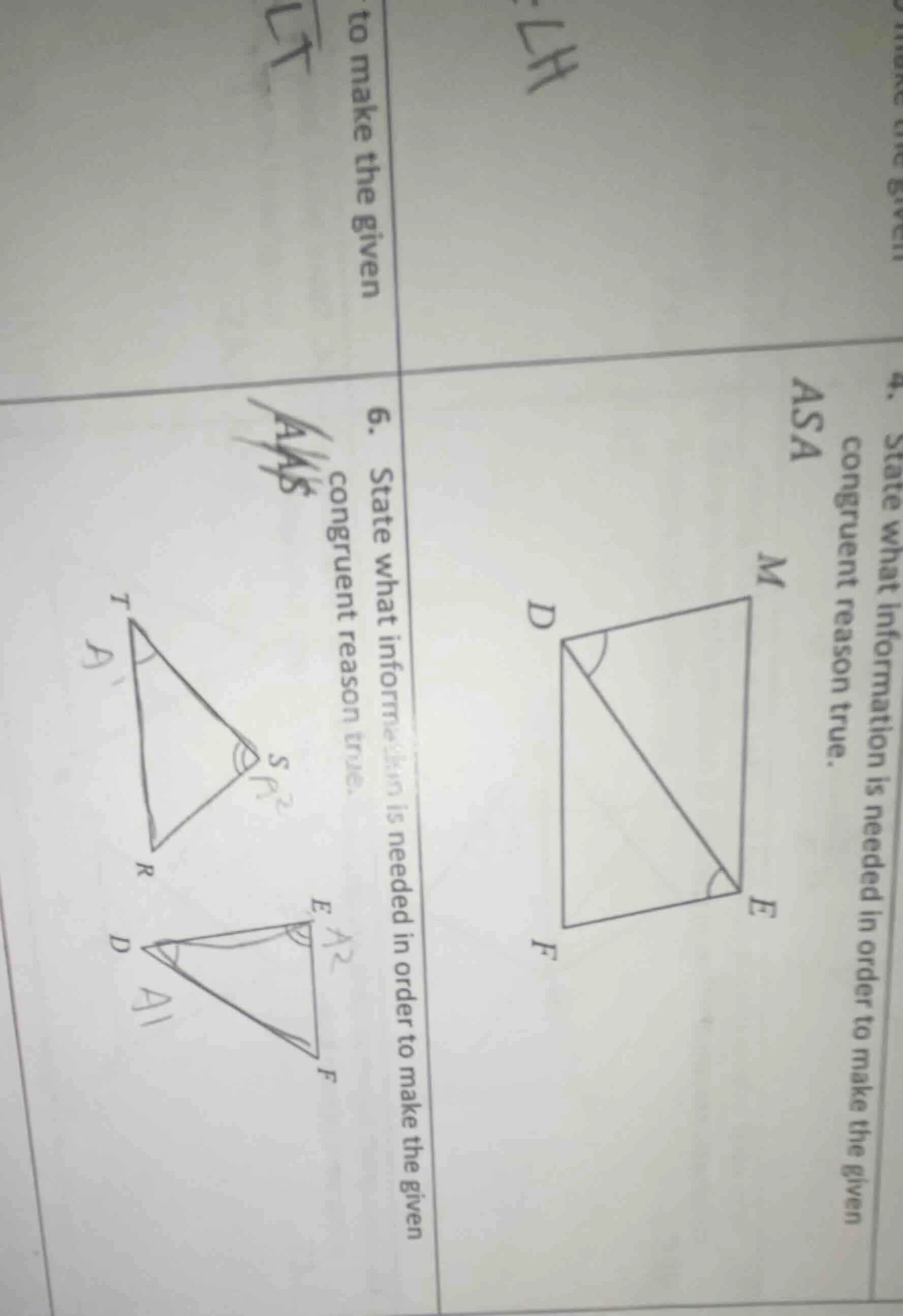 6. state what information is needed in order to make the given congruen…