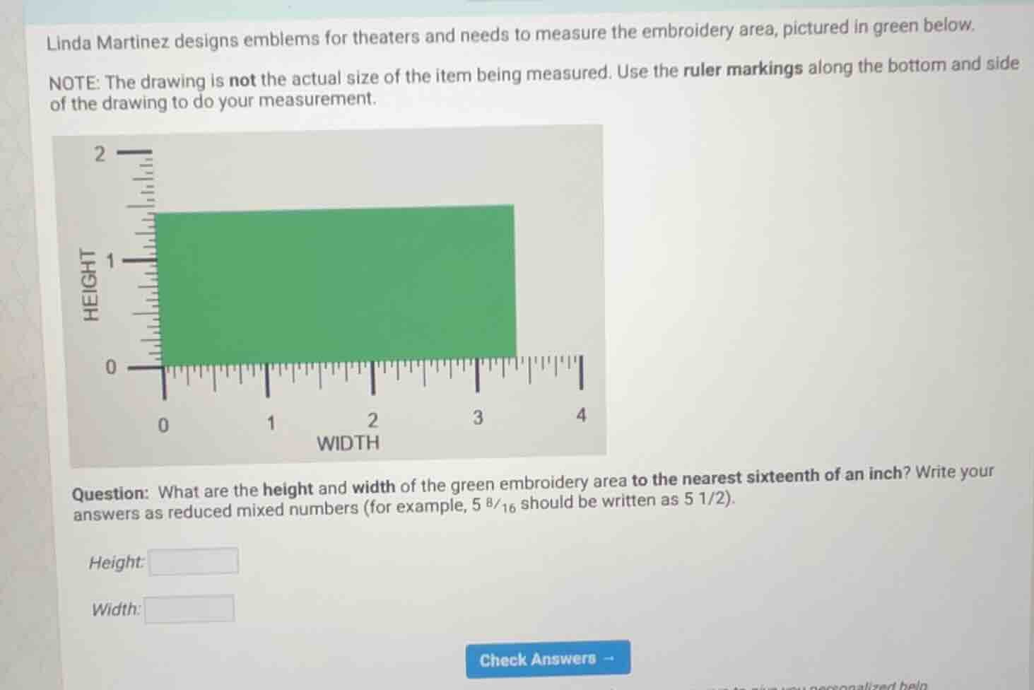 linda martinez designs emblems for theaters and needs to measure the em…