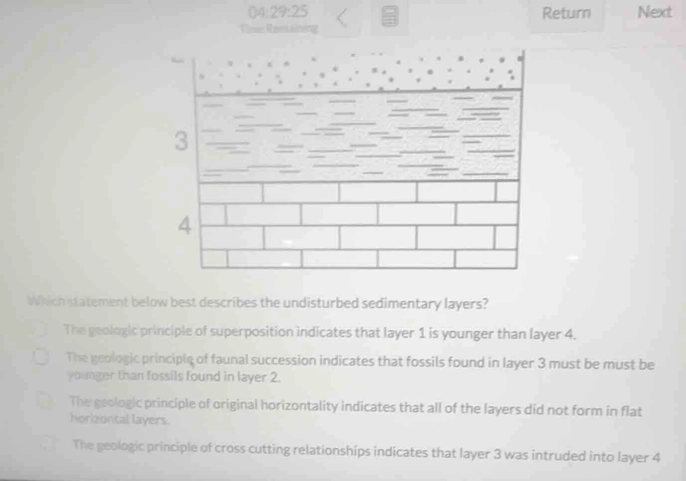 which statement below best describes the undisturbed sedimentary layers…