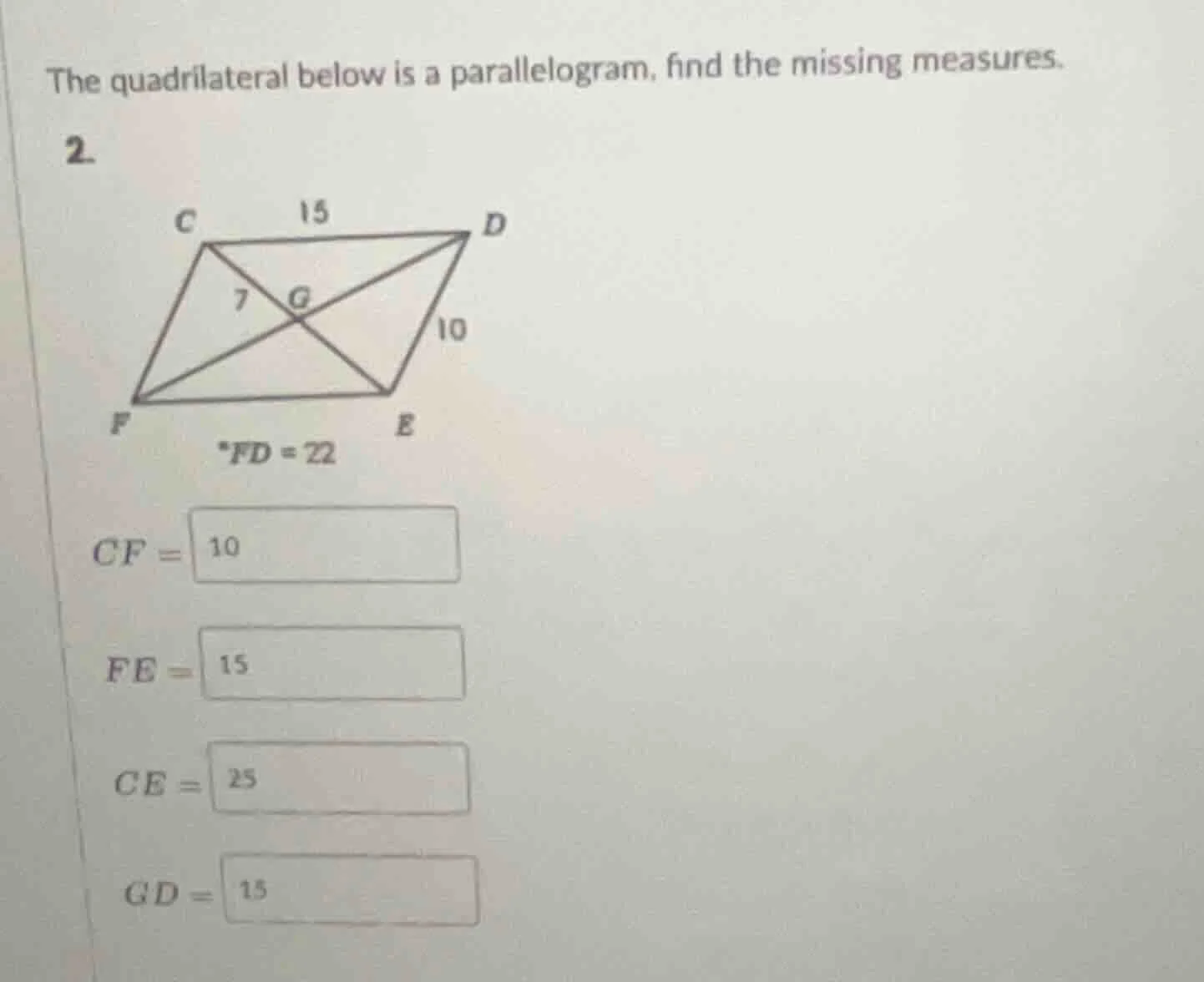 the quadrilateral below is a parallelogram, find the missing measures. …