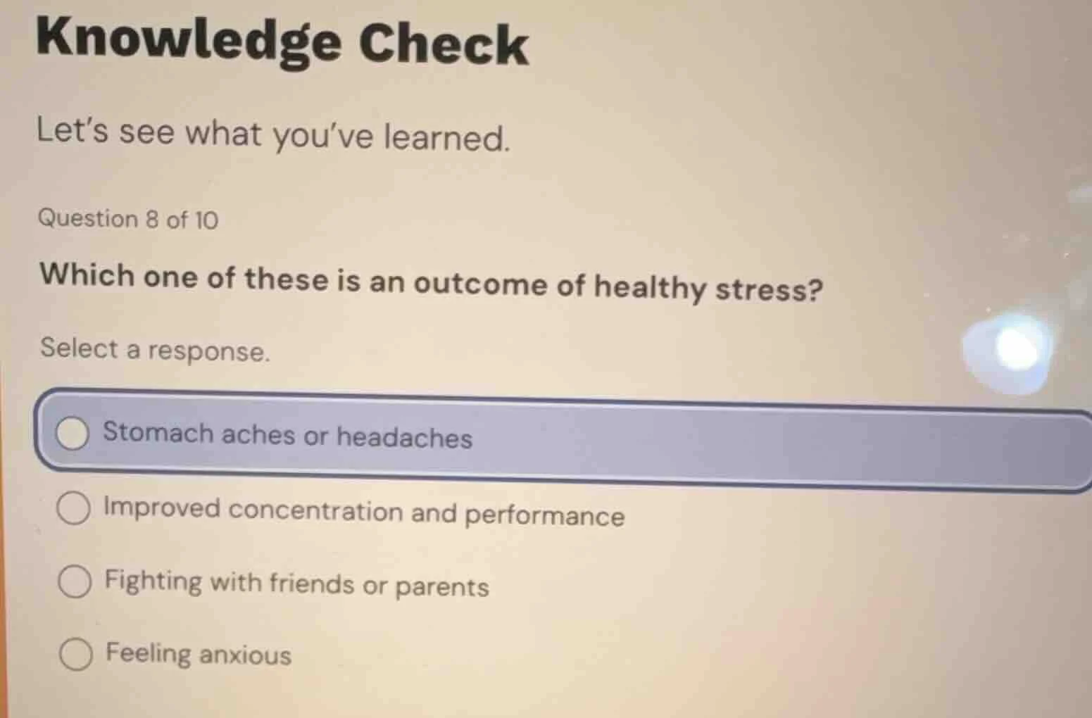 knowledge check let’s see what you’ve learned. question 8 of 10 which o…