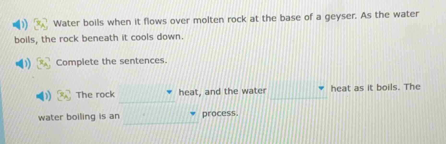 water boils when it flows over molten rock at the base of a geyser. as …