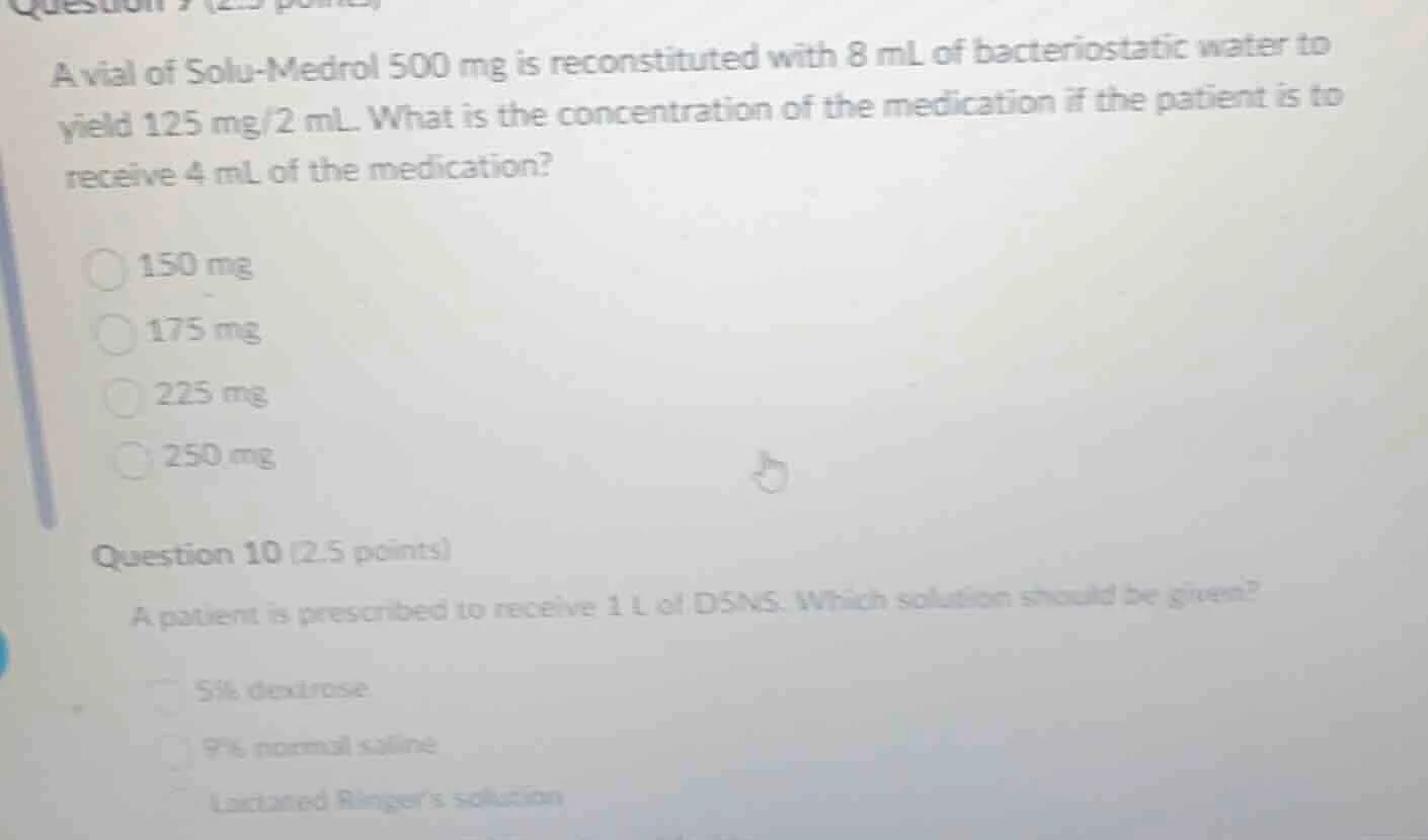 a vial of solu - medrol 500 mg is reconstituted with 8 ml of bacteriost…