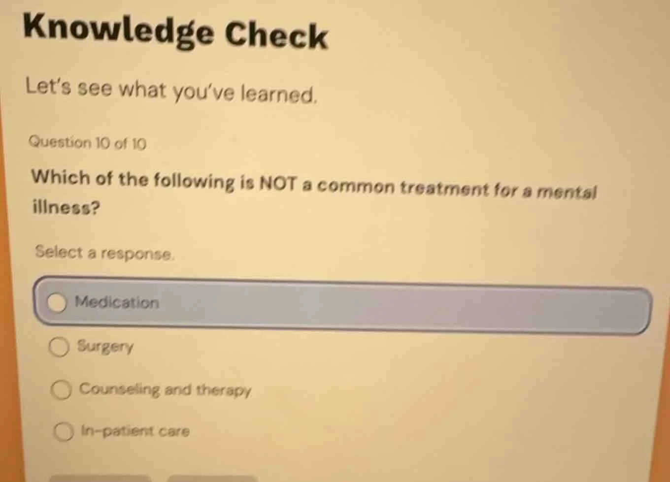 knowledge check let’s see what you’ve learned. question 10 of 10 which …