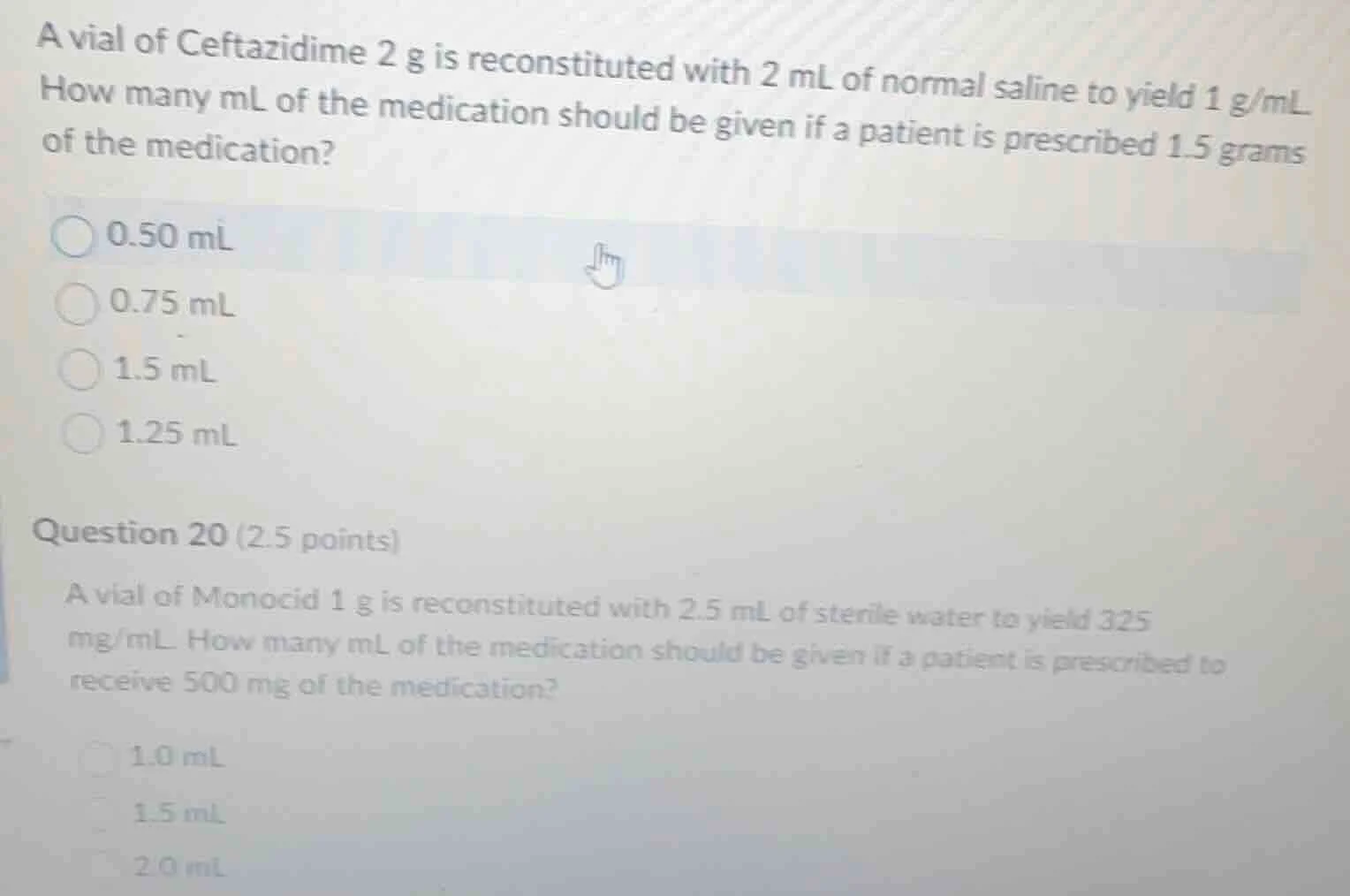 a vial of ceftazidime 2 g is reconstituted with 2 ml of normal saline t…