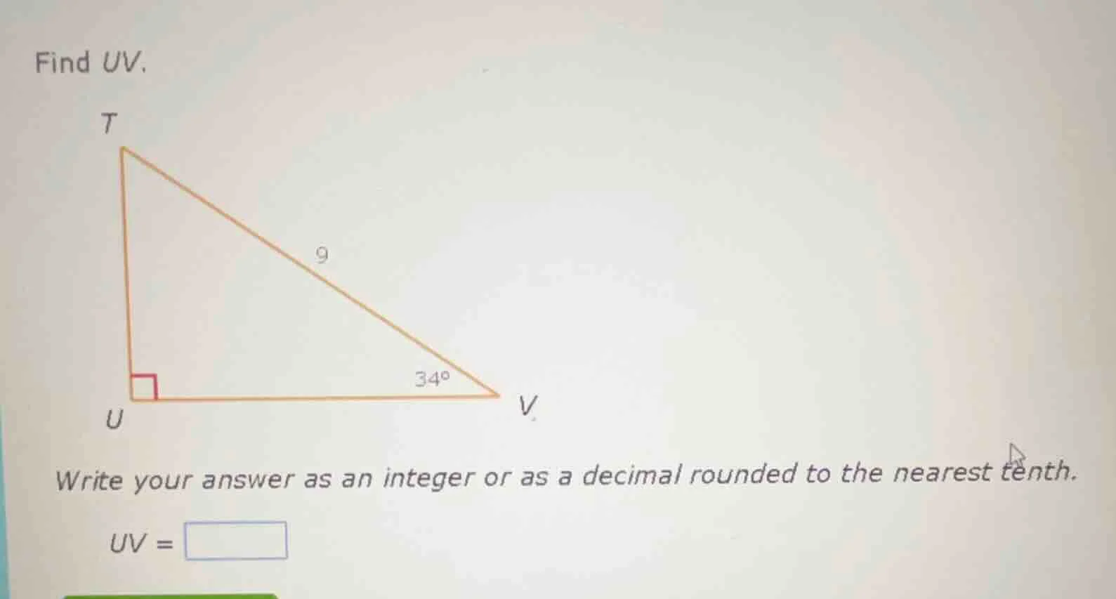 find uv. write your answer as an integer or as a decimal rounded to the…