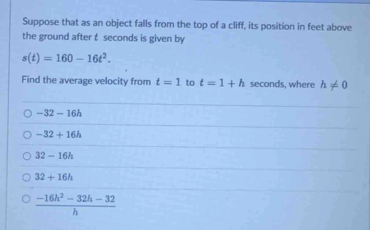 suppose that as an object falls from the top of a cliff, its position i…