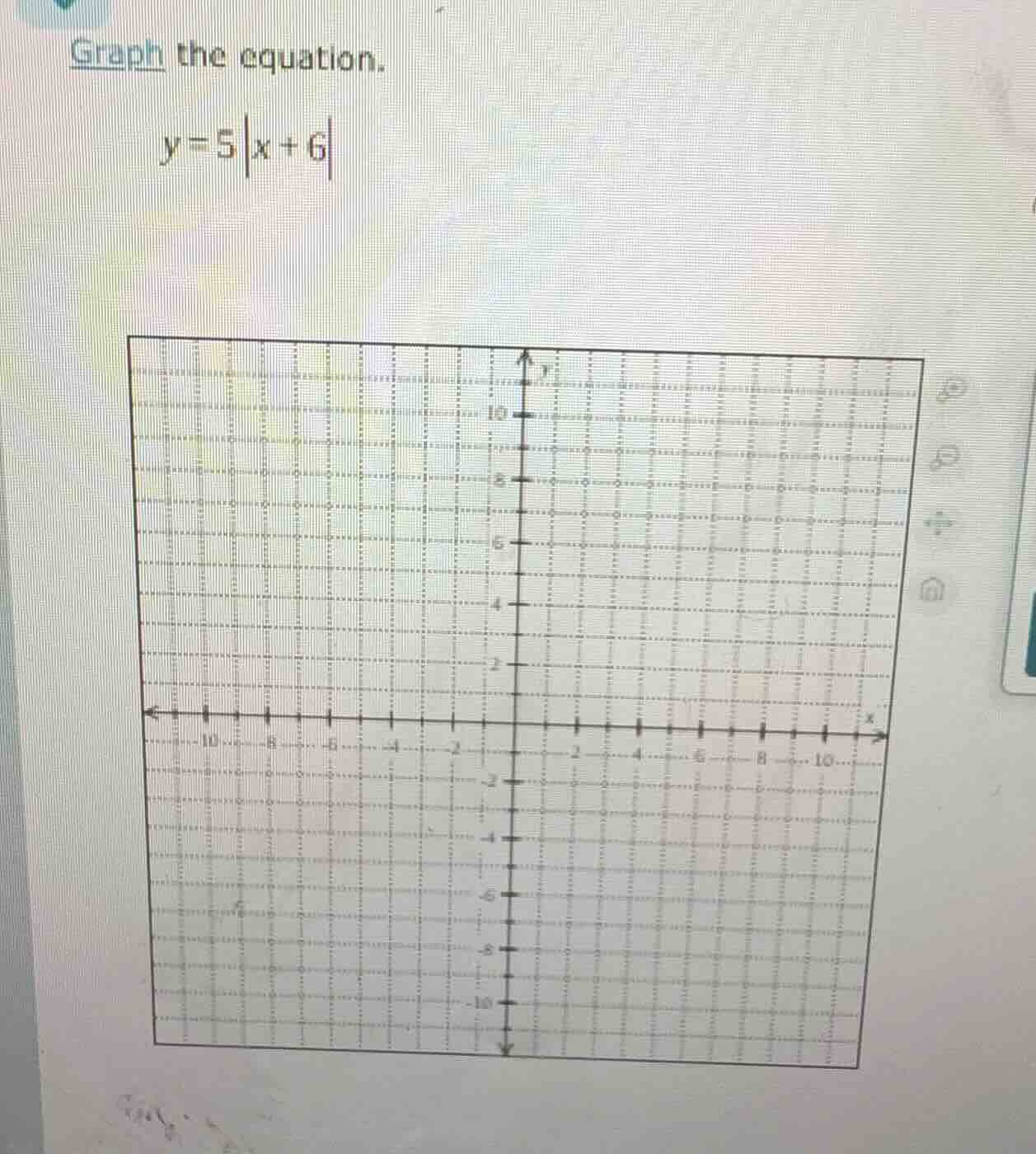 graph the equation. $y = 5|x + 6|$