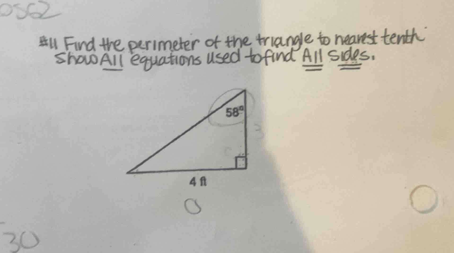 #11 find the perimeter of the triangle to nearest tenth. show all equat…