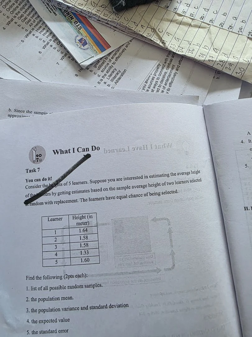 what i can do task 7 you can do it! consider the heights of 5 learners.…