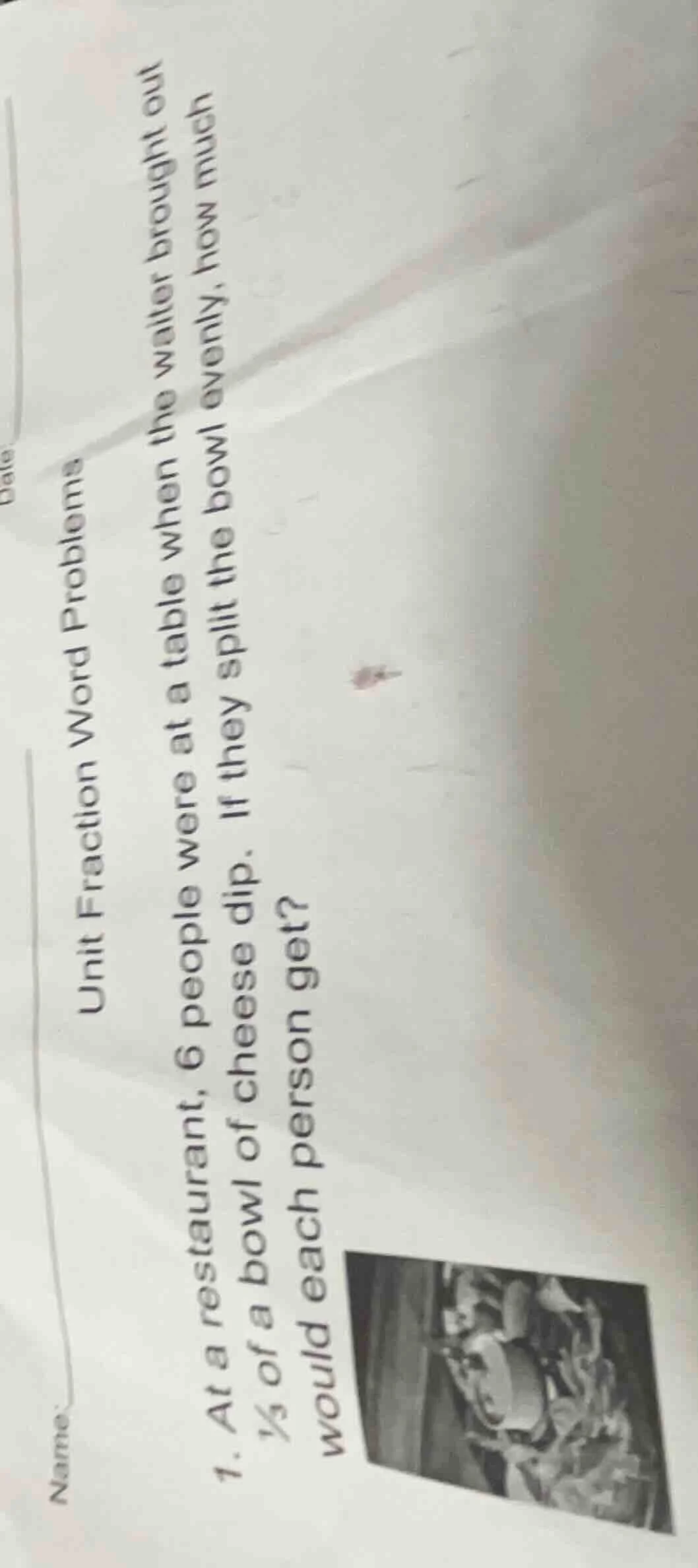 unit fraction word problems 1. at a restaurant, 6 people were at a tabl…