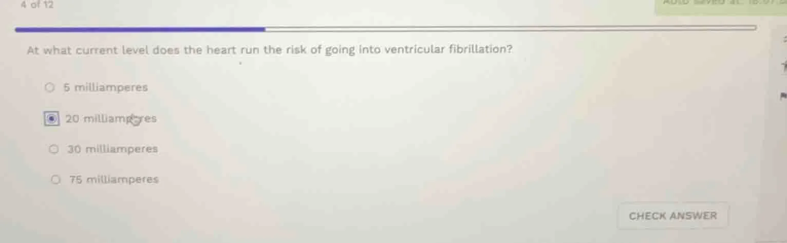 at what current level does the heart run the risk of going into ventric…