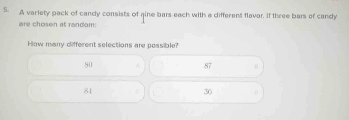 5. a variety pack of candy consists of nine bars each with a different …