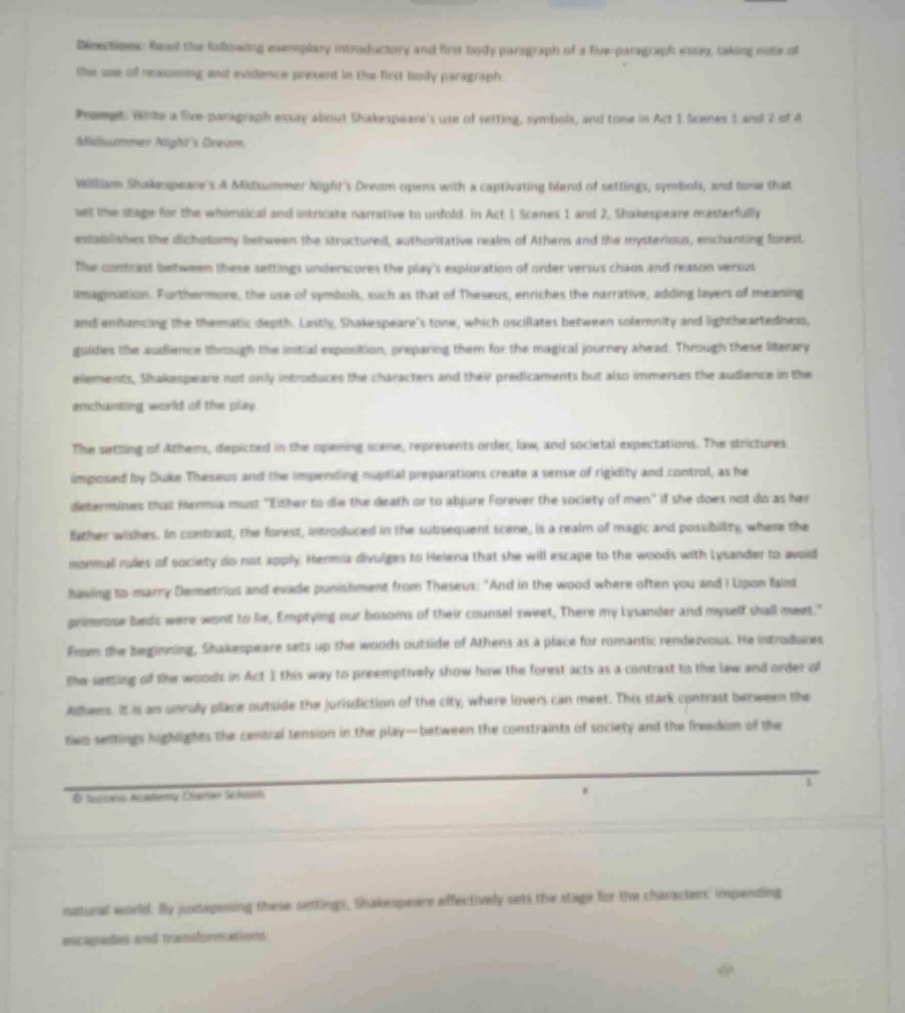 directions: read the following exemplary introductory and first body pa…