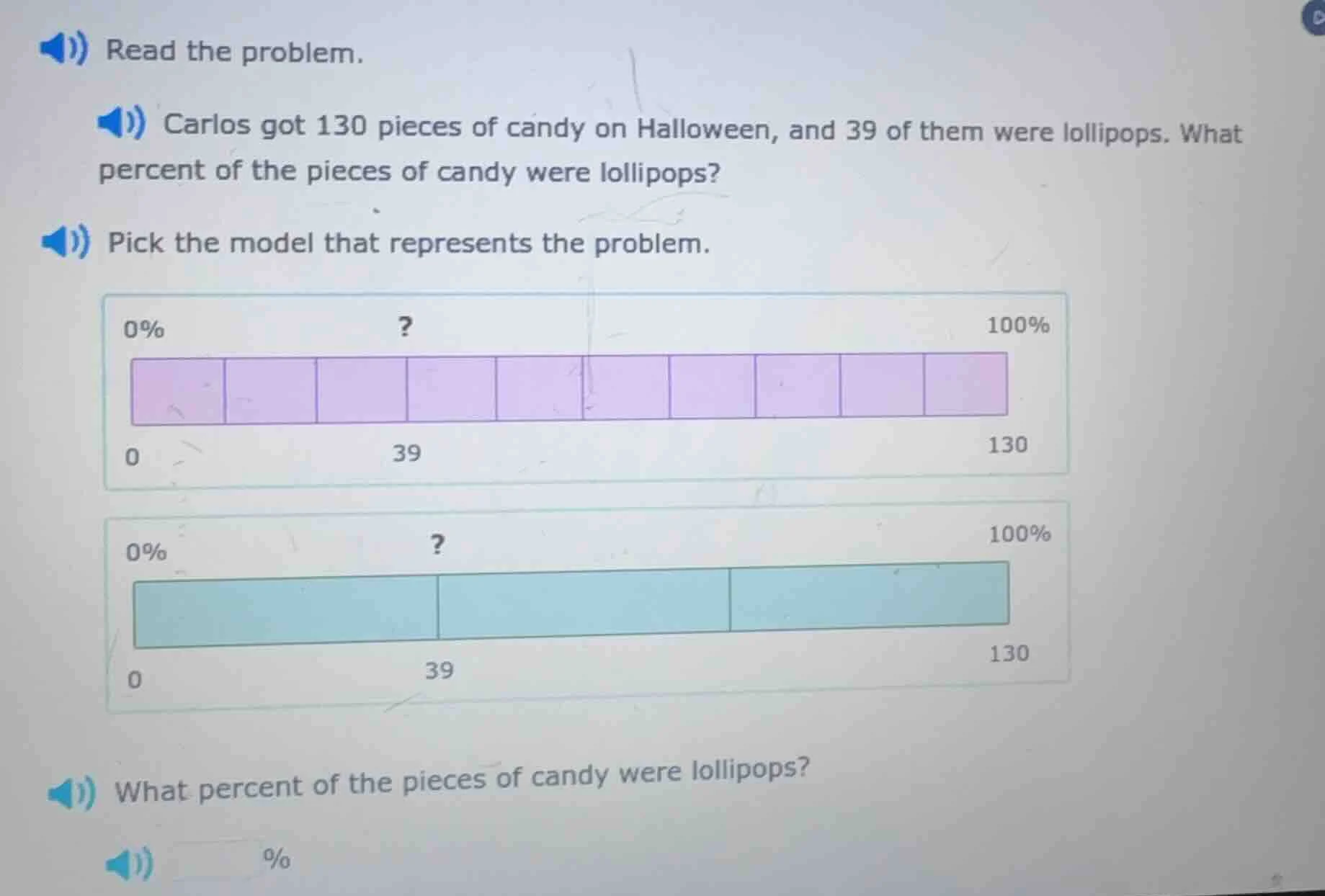 read the problem. carlos got 130 pieces of candy on halloween, and 39 o…