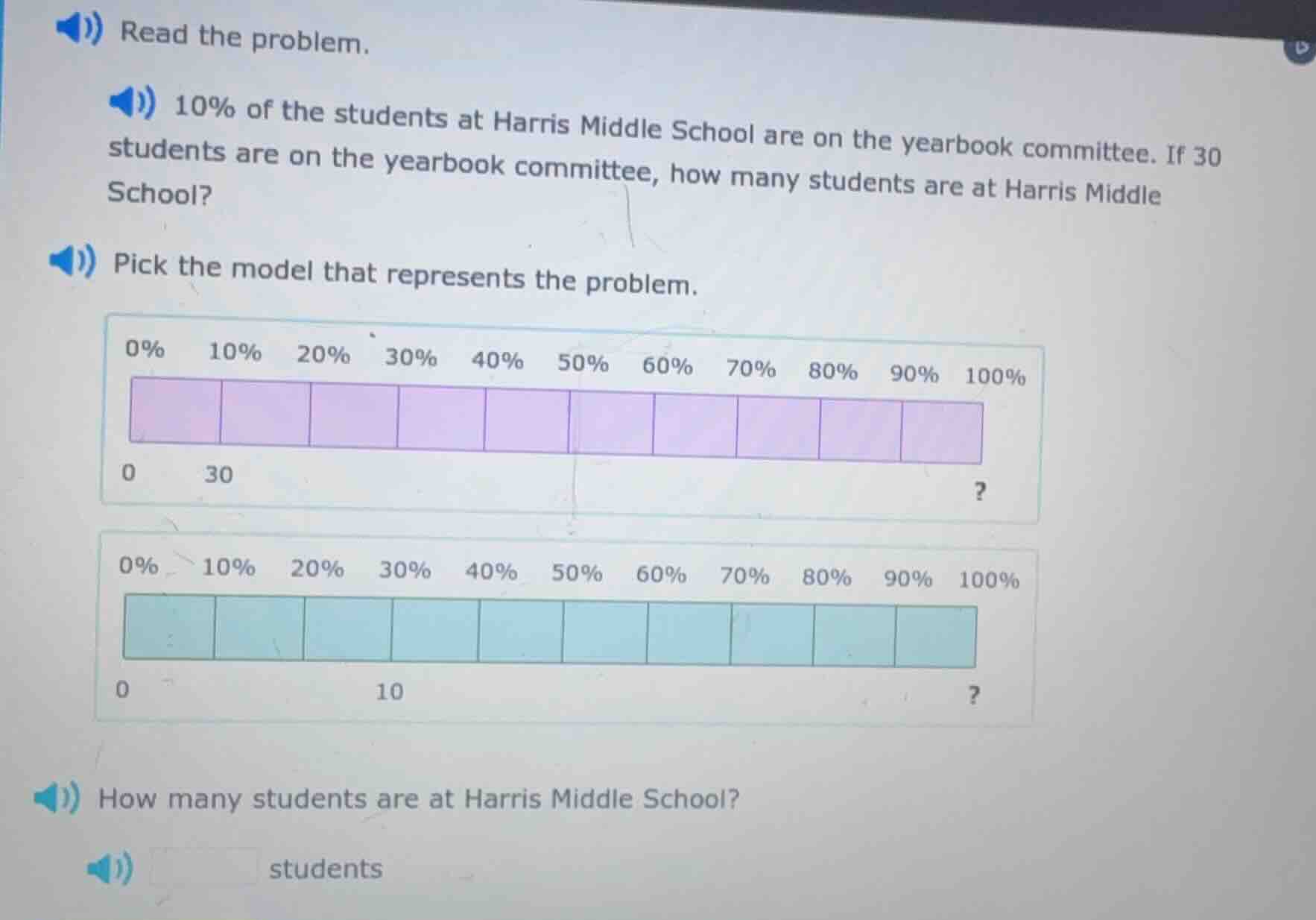 read the problem. 10% of the students at harris middle school are on th…