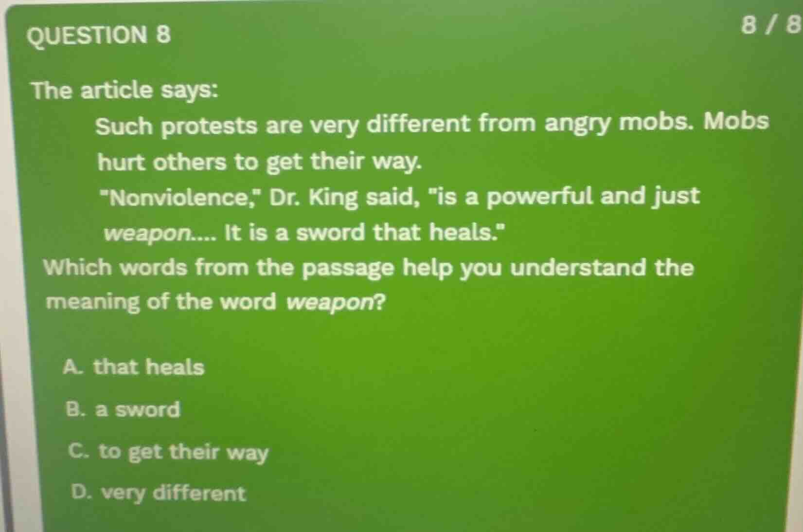 question 8 the article says: such protests are very different from angr…