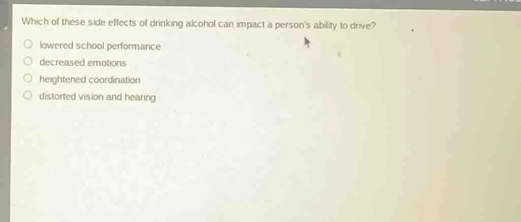 which of these side effects of drinking alcohol can impact a persons ab…