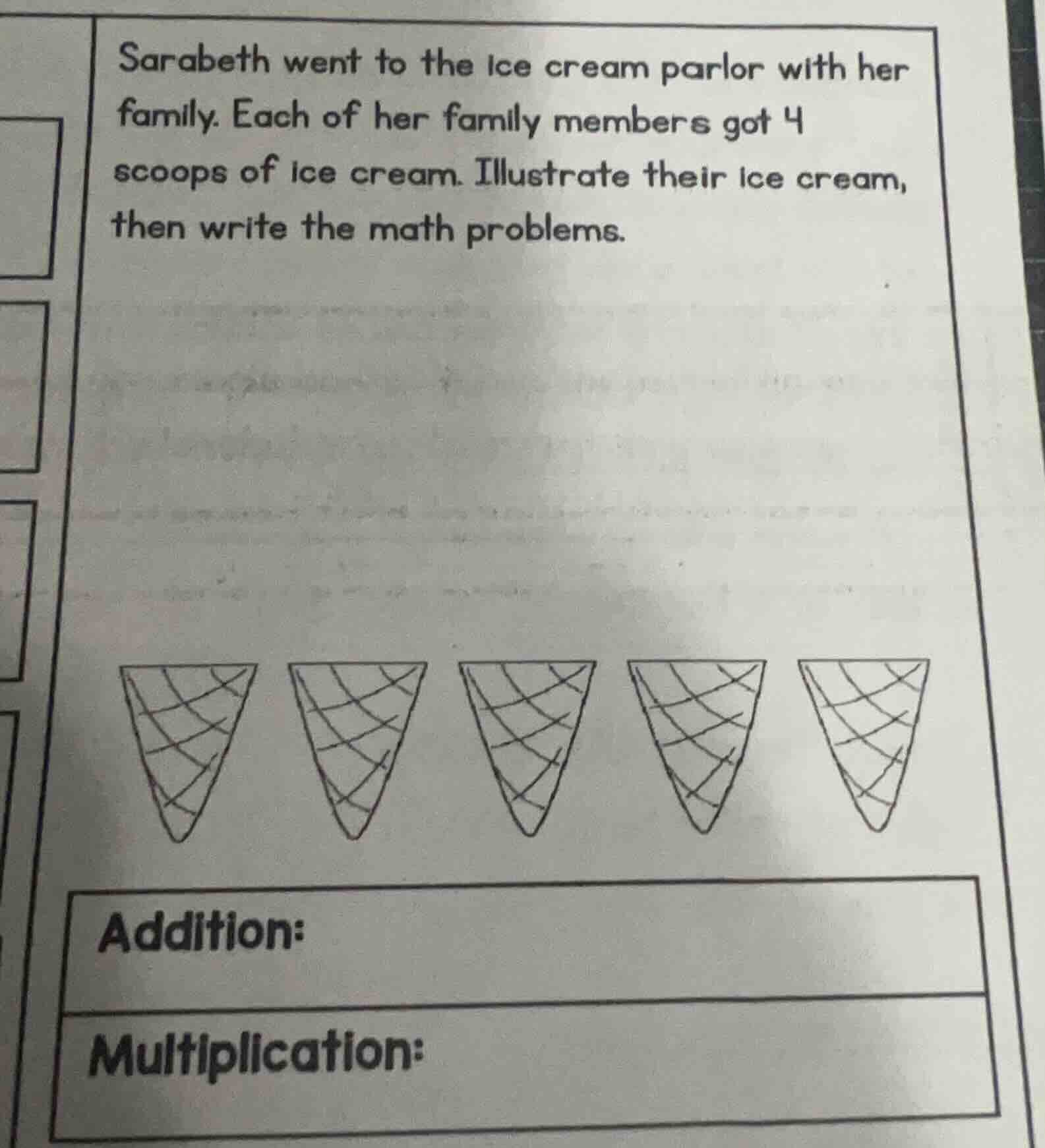 sarabeth went to the ice cream parlor with her family. each of her fami…