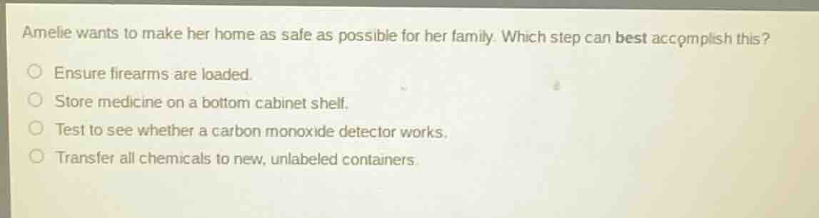 amelie wants to make her home as safe as possible for her family. which…