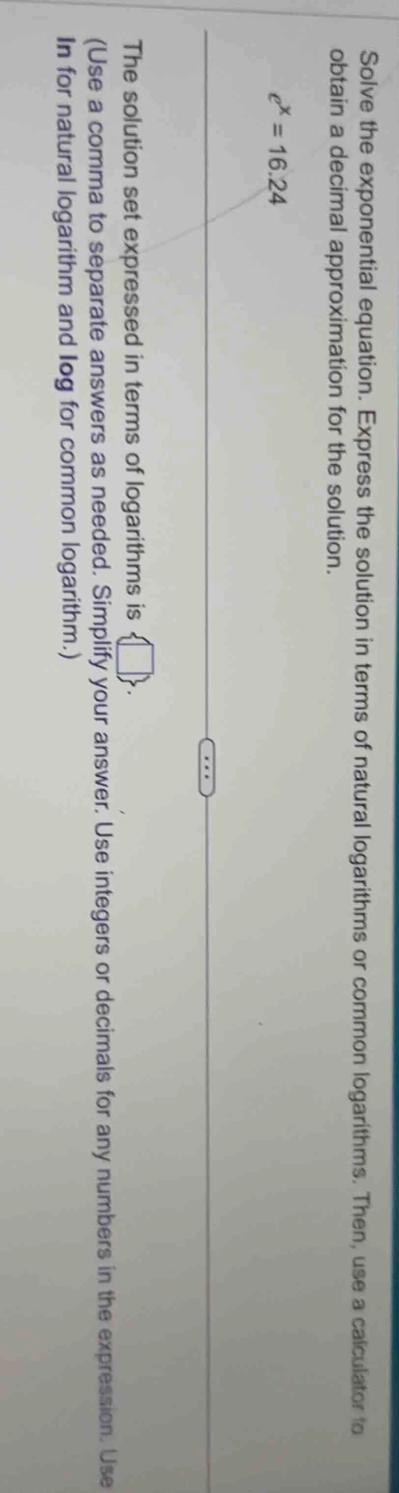 solve the exponential equation. express the solution in terms of natura…
