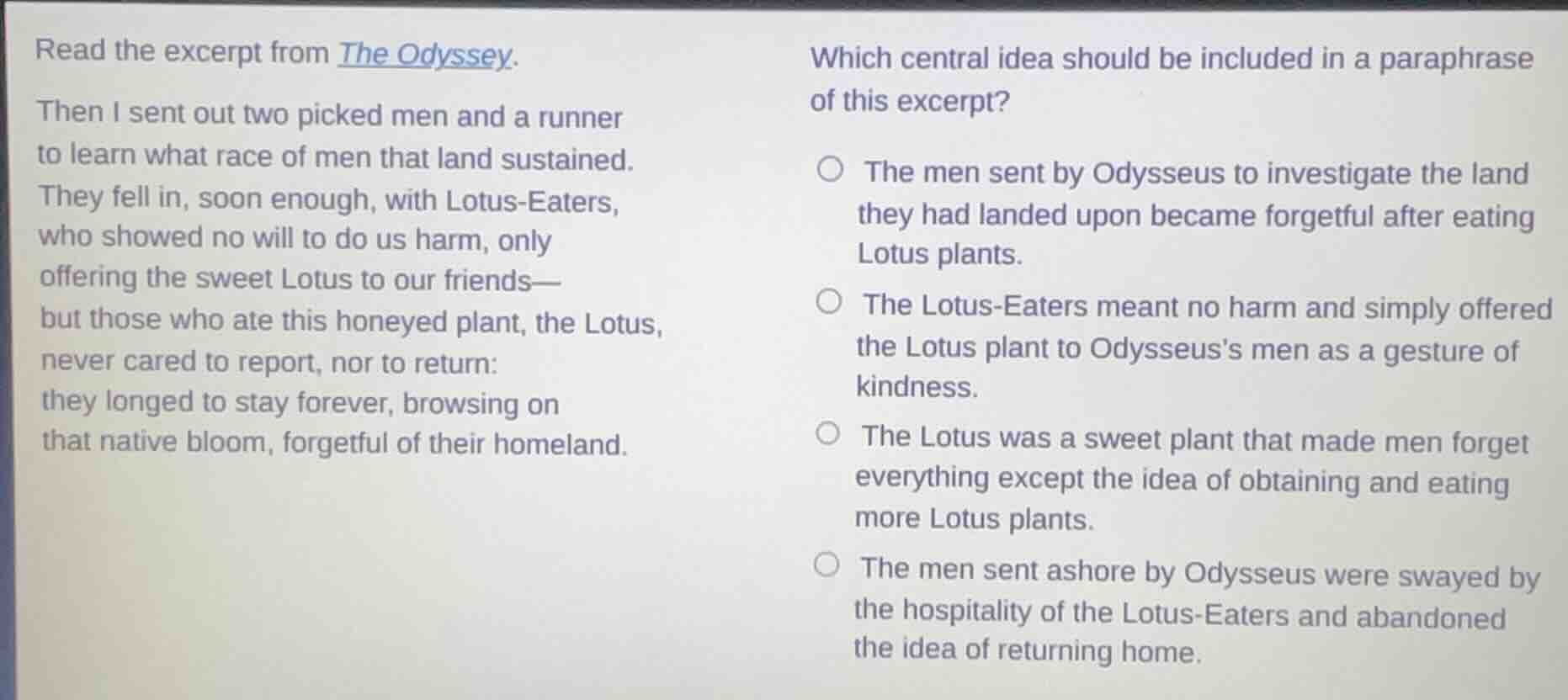 read the excerpt from the odyssey. then i sent out two picked men and a…